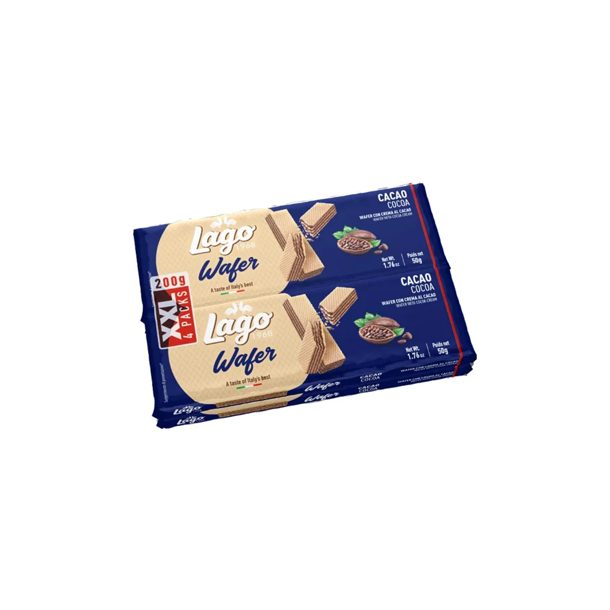 Официална опаковка Lago Класически вафли – какао, 200 г · 4 × 50g, артикул 147