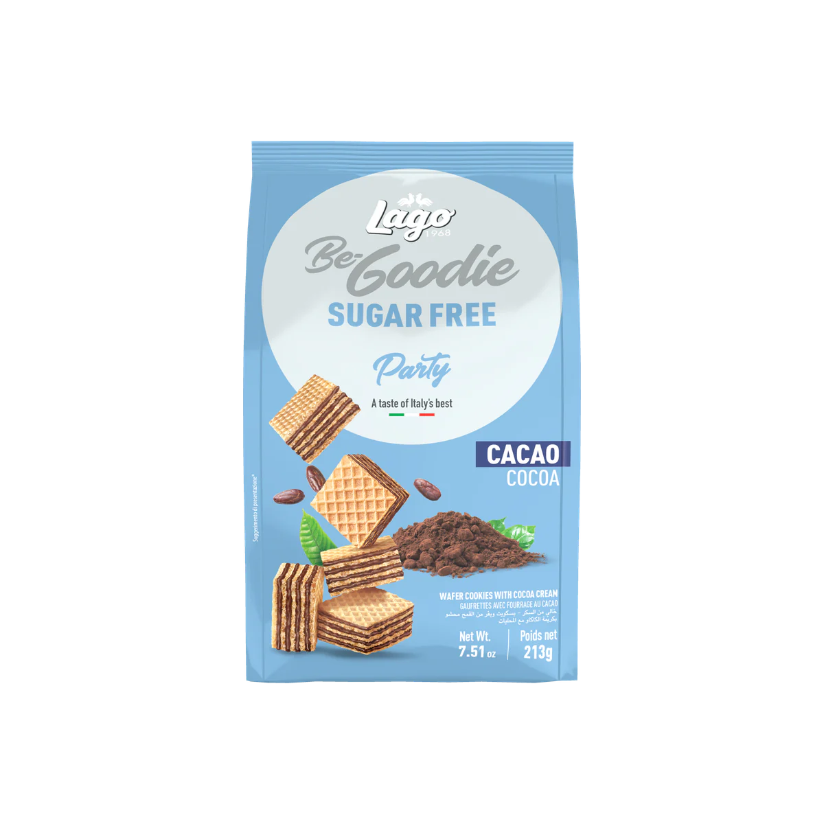 Официална опаковка Lago Be-Goodie Party без захар – какао, 213 г, артикул 245