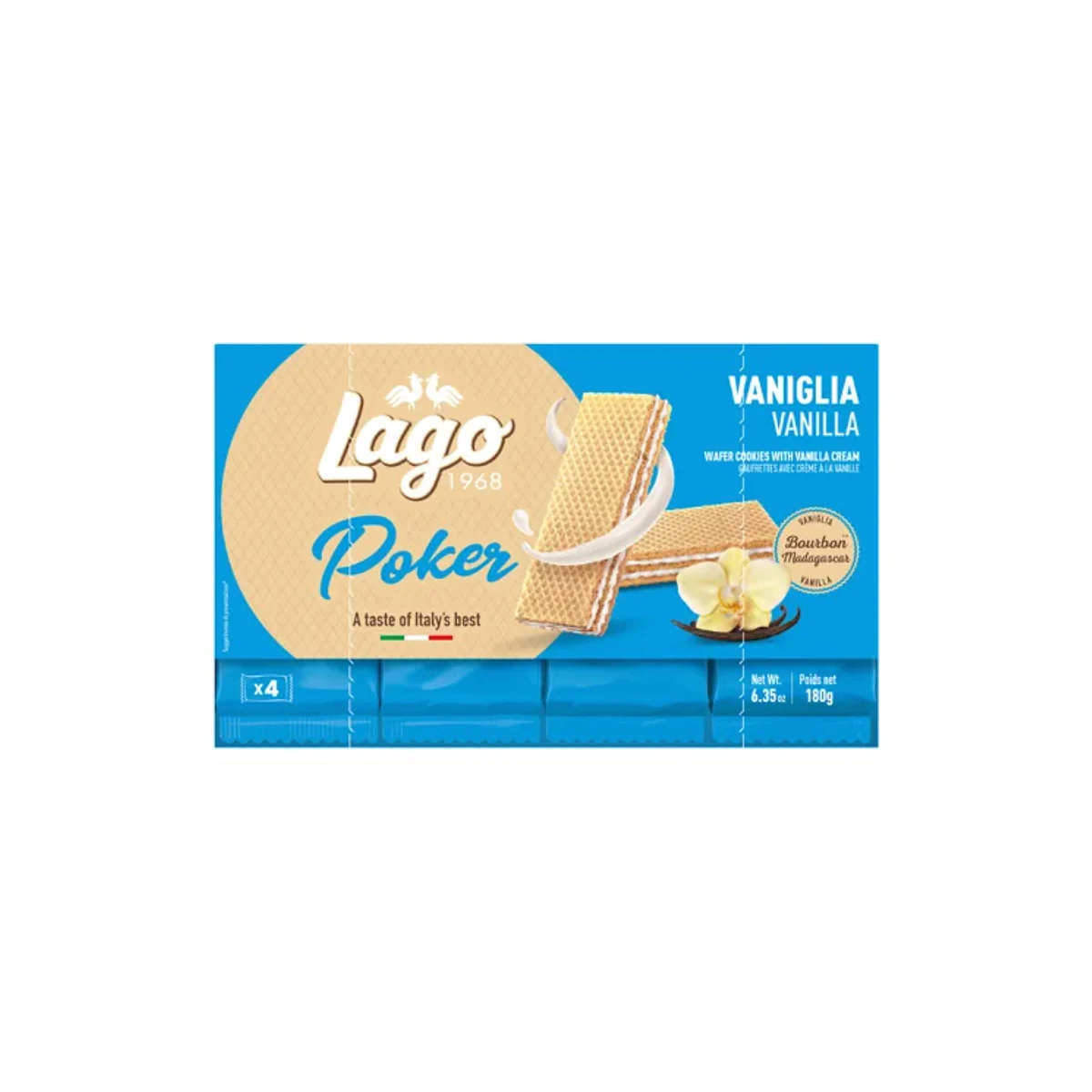 Официална опаковка Lago Poker – ванилия, 180 г · 4 × 45g, артикул 307