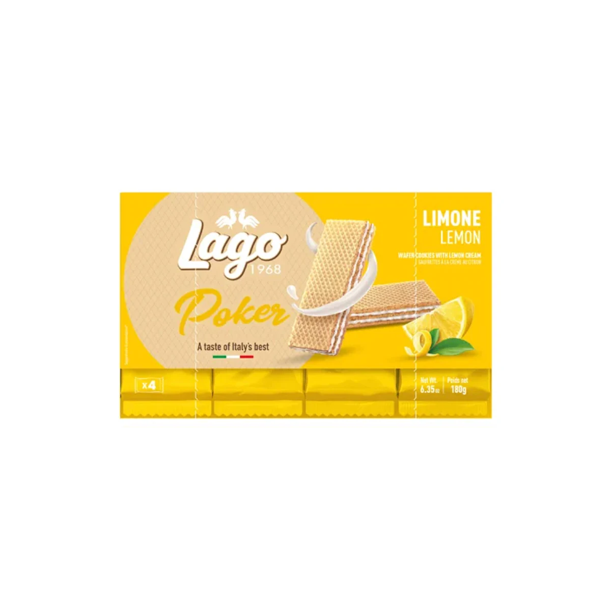 Официална опаковка Lago Poker – лимон, 180 г · 4 × 45g, артикул 308