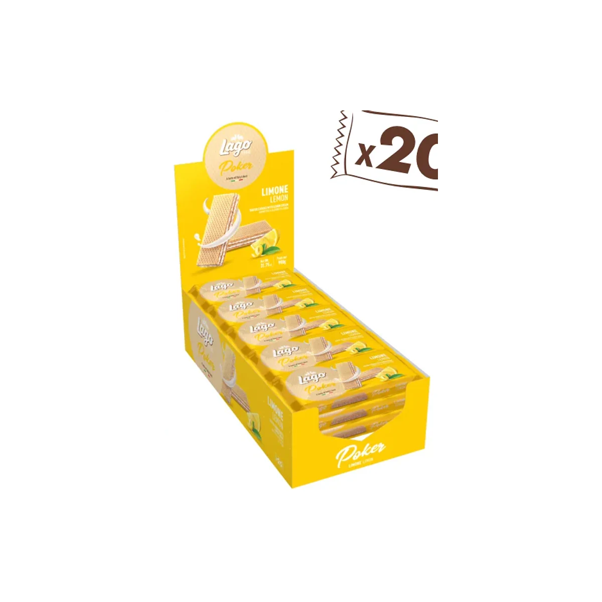 Официална опаковка Lago Poker – лимон, 900 г · 20 × 45g, артикул 324