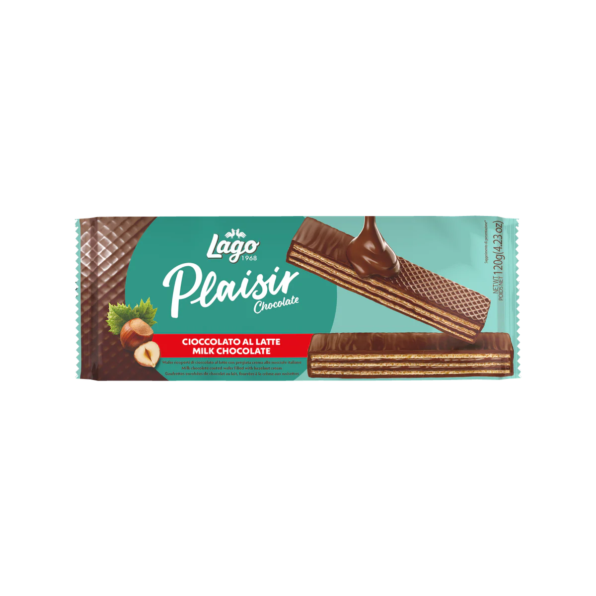 Официална опаковка Lago Plaisir Chocolate – млечен шоколад, 120 г, артикул 434