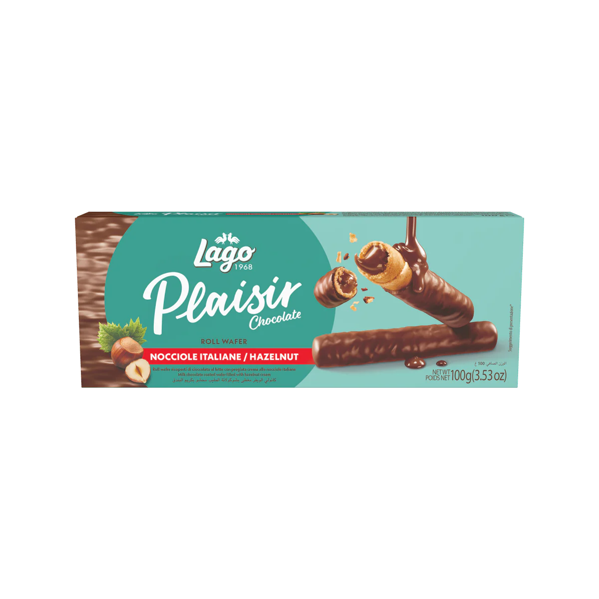 Официална опаковка Lago Plaisir Roll – лешник, 100 г, артикул 496