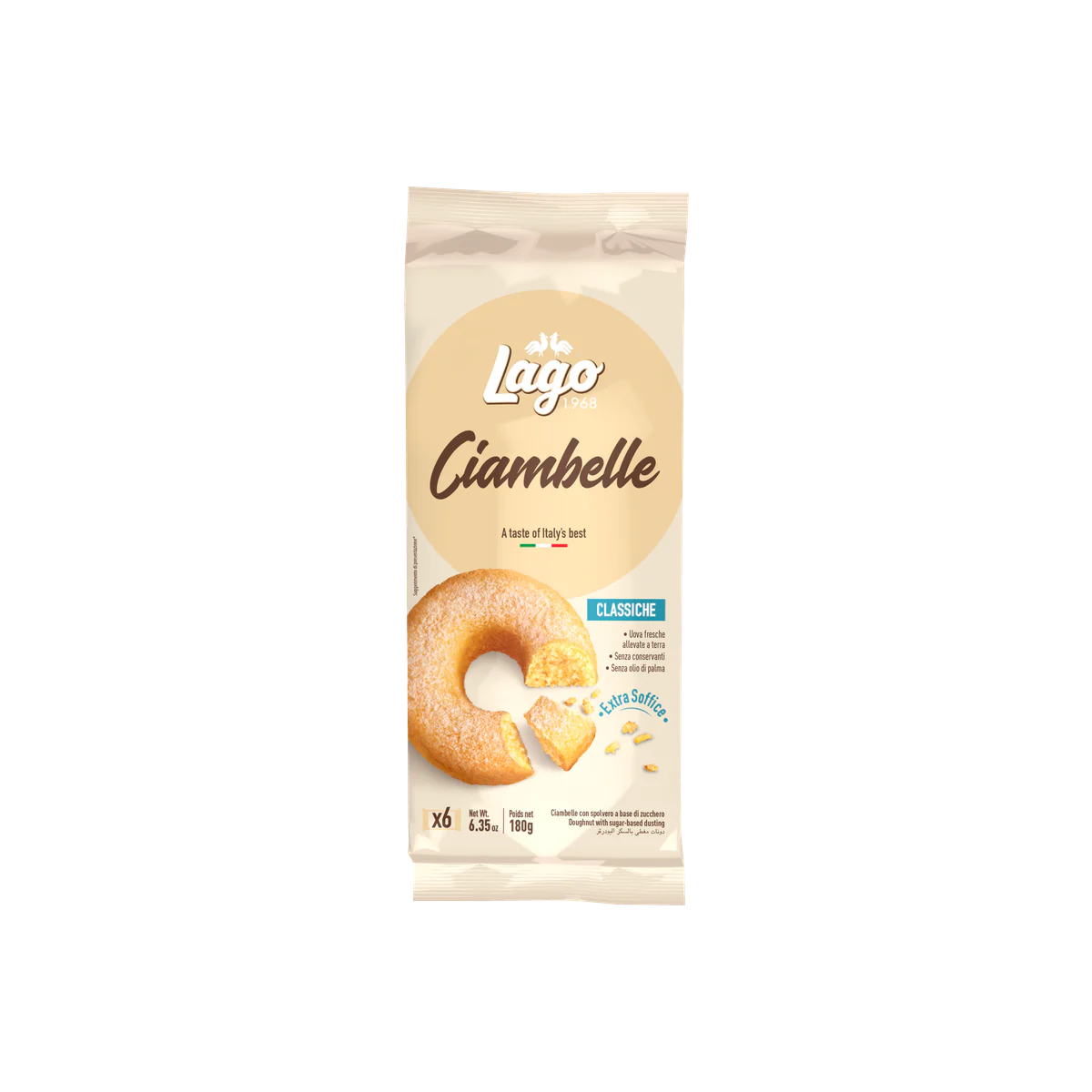 Официална опаковка Lago Ciambelle – класически, 180 г · 6 × 30g, артикул R3820