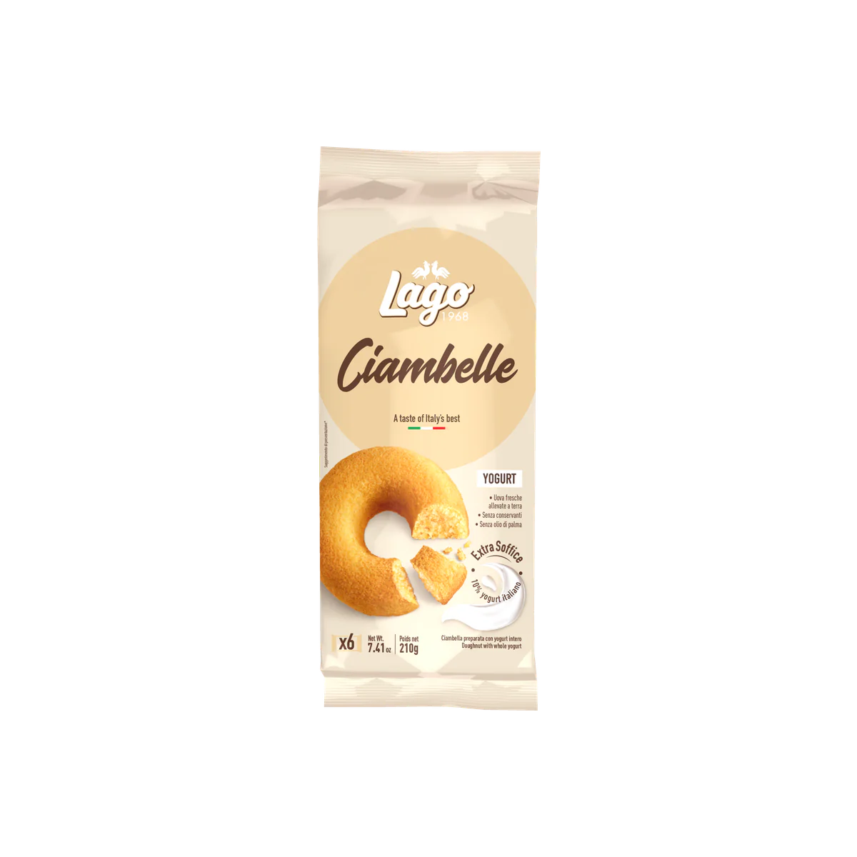 Официална опаковка Lago Ciambelle – йогурт, 210 г · 6 × 40g, артикул R3822
