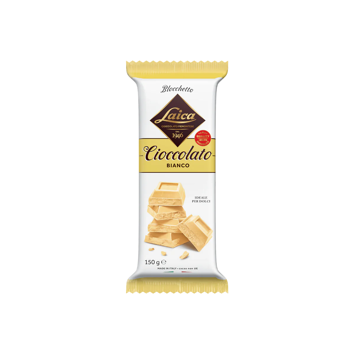 Официална опаковка Laica Шоколадов блок – бял шоколад, 150 g, артикул C5434