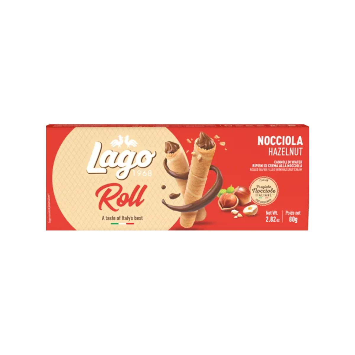 Официална опаковка Lago Roll – лешник, 80 г, артикул 526
